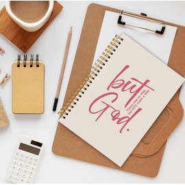 BESERH Inspirational Christian Bible Journals for Women Men, but God Christian Pink Notebook, Prayer Journal for Women Men, Bible Notebooks for Note Taking, Spiral Notebook 5.5x8.3 with 164 Pages