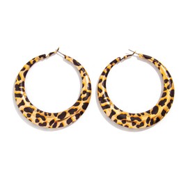 Exaggerated Leopard Print Large Hoop Earrings for Women Thick Lightweight Metal Hoop Earrings Personality Charm Circle Geometric Earrings Jewelry (Gold)