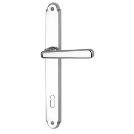 Door Handle Set Antique Brass Door Fittings 1 Pair Door Handles for Room Doors - Old Vienna | Polished Chrome Handle Shiny | Door Handle Interior Door | BB Deadlock | Long Plate Set with Mounting