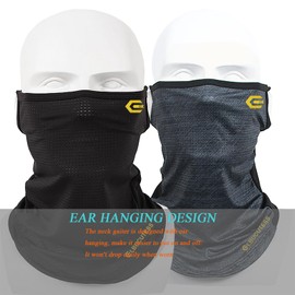 Elbucutess Outdoor Neck Gaiter Headwear Sun Protection Face Mask Scarf Balaclava for Men and Women Sport Bandana (US, Alpha, One Size, 2pcs Black/gold+Grey/gold)