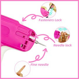 4323pcs Stitchy Quick Clothing Fixer, Fine Stitch Tagging Gun for Clothing, Mini Stitch Gun for Clothes Sewing Quilting Hemming Micro Tagging Gun with 2 Fine Steel Needles 4320 Tiny Fasteners, Case (Rose)