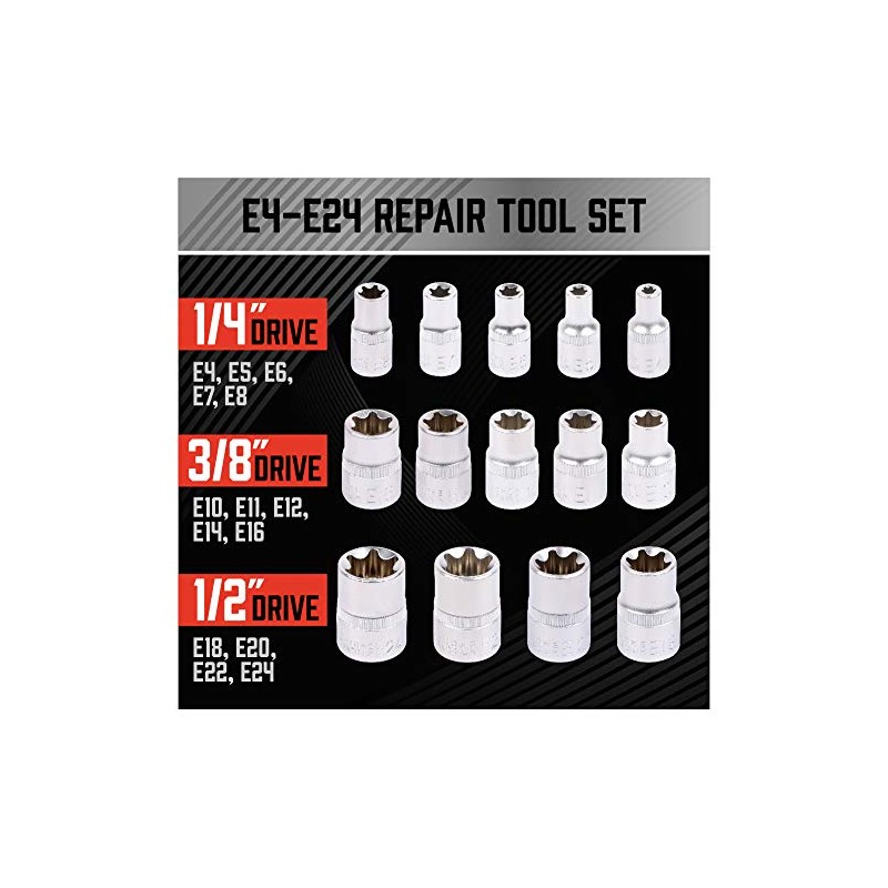 SEDY 14-Piece E-TORX Socket Set - Premium Female Torx Socket