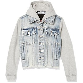 [BLANKNYC] Girls Denim Jacket with Hood, Comfortable & Stylish Coat, Be Like That, Medium