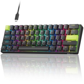 RK ROYAL KLUDGE C61 Wired Gaming Keyboard 60% Mechanical Keyboard with Hall Effect Magnetic Switch 8000Hz Polling Rate Rapid Trigger RGB Backlit, 61 Keys, Black Green