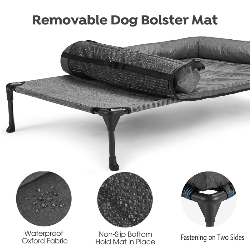 Veehoo Cooling Elevated Dog Bed + Waterproof Removable Pillow-Top Mat,