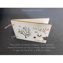 Wooden Sympathy Card for Funeral "In Sympathy" Simple Wooden Card