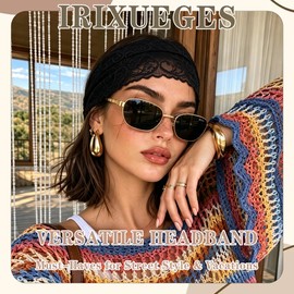 3 PCS Wide Boho Lace Headbands Stretchy Vintage Floral Hair Bands for Women