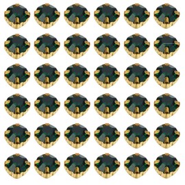 100 piezas de diamantes de imitación dorados con forma de garra para coser con parte trasera plana, piedras de vidrio para manualidades, costura para ropa, bolsa de vestir, zapatos (verde oscuro-6 mm)