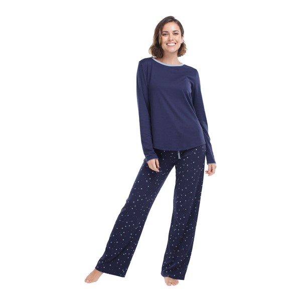 jijamas - Conjunto de Pijama de algodón Pima increíblemente Suave para Mujer - The Shooting Star, Azul Marino, XXL