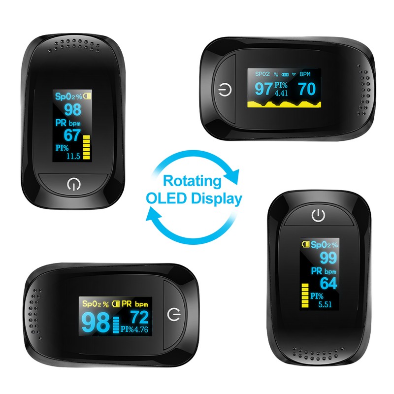 Fingertip Pulse Oximeter Oximetry Blood Oxygen Saturation Monitor with batteries