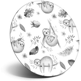 Destination Vinyl ltd Magnet for Refrigerator, Fridge BW - Cute Lazy Sloth Cartoon Pattern Animal for Office, Cabinet and Whiteboard, Magnetic Stickers, 41041