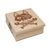 Cat Jolly Roger Fish Bones Pirate Square Rubber Stamp for