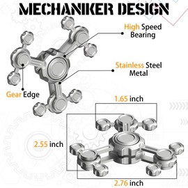 Novelty Fidget Spinner Toy for Kids Adults, Large Cool Metal Engineer Hand Spinner Desk Toy for Stress Relieve Kill Time, Gift for Birthday Chrismas Party Supply