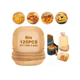Air Fryer Paper Liners, 8-inch, 125 Count, Non-stick Disposable for Air Fryer, Microwave, Oven