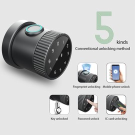 Swokely Smart Door Lock, 5-in-1 Keyless Entry with Fingerprint, IC Card & APP, Fits 35-65mm Thickness Doors, for Home, Apartment, Rental (Black)