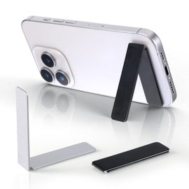 SynHHergyx 2PC Ultra-Thin Cell Phone Kickstand, Zinc Alloy Cell Phone Holder Portable Foldable Angle Cells Phones Stand Mini Adjustable Kick Stand for Universal Model Phones Tablet (Black&Sliver)