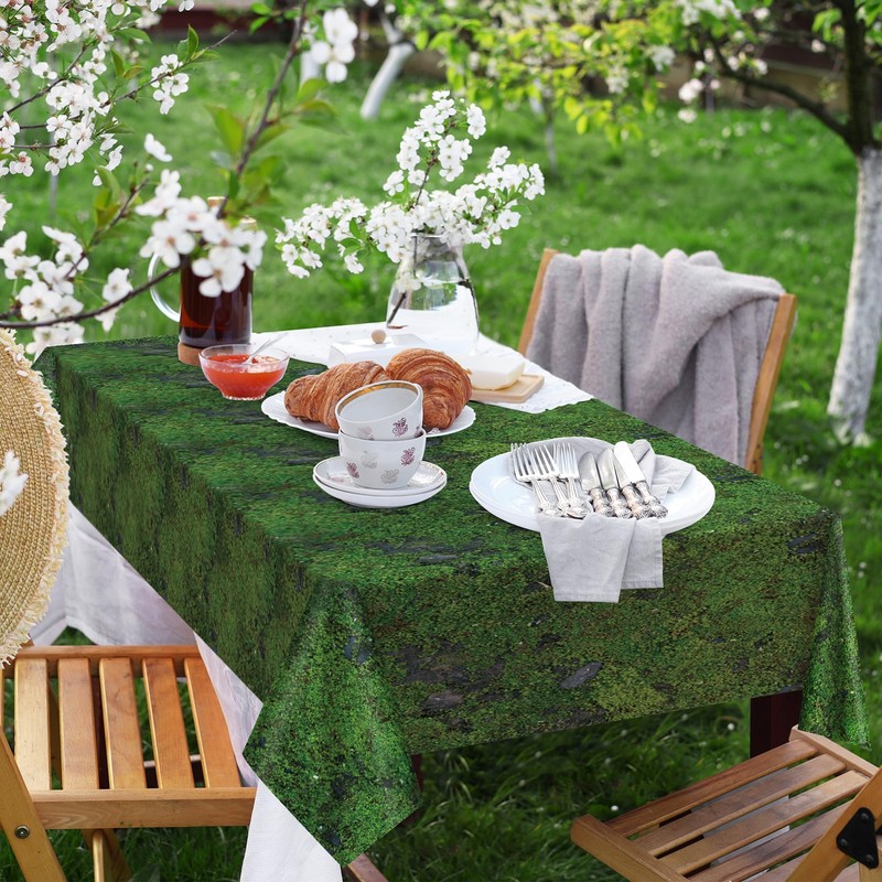 Kochorie 2 Pieces Green Moss Pattern Plastic Tablecloth 108 x