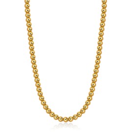 AMITER 18K Gold Painted Bead Necklace, 3mm/ 4mm/ 5mm/ 6mm/ 8mm Ball Beaded Chain Necklaces for Women & Men