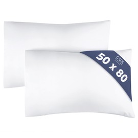 Cushion Cover, 50 x 80 cm, White, Set of 2, Pillow 50 x 80 cm, High-Quality Microfibre Cover, Soft, Comfortable, Machine Washable Cushion Cover, Pillowcase 50 x 80 cm, Set of 2