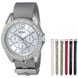 XOXO Women's XO9053 Rhinsetone-Accented Watch with Interchangeable Straps