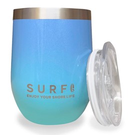 HALEIWA HAPPY MARKET Stainless Steel Tumbler with Lid, 12.2 fl oz (360 ml), Perfect for Coffee Cup, Convenience Store Coffee, Stylish, Vacuum Insulated, Gradient, Hawaiian (Blue)