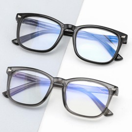 SKYOAK 2 Pack Superb Durable Lightweight Progressive Multifocus Reading Glasses Men Women, TR90 Frame Spring Hinge Anti-Blue Light Multifocal Readers Retro No-Line Multifocal Comfort Eyeglasses, 2.25x