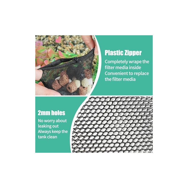 AQUANEAT 10pcs Aquarium Filter Media Bags, Fish Tank Coarse Mesh