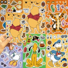 Cute Cartoon Character Stickers for Kids, 24 Sheets Make Your Own Stickers, Make a Classic Character, Make a Face Stickers, Classroom Rewards, Anime Themed Art Craft Party Supplies