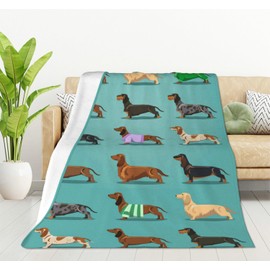 HGOD DESIGNS Dog Blankets Cute Dachshund Dog Pattern Blanket for Women Fleece Dachshund Blanket Dachshund Print Blanket Fuzzy Dachshund Blanket Throw (100x130cm)