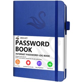 Elegant Password Book with Alphabetical Tabs - Hardcover Password Book for Internet Website Address Login - 5.2" x 7.6" Password Keeper and Organizer w/Notes Section & Back Pocket（Royal Blue）