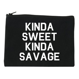 Kinda Sweet Kinda Savage Cosmetic Makeup Bag Black Medium