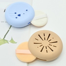 Portable Puff Pouch for Cushion Puffs Round Case Pink 10ea