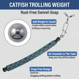 Dragging Weights for Catfishing Trolling, Drifting Dragging Sinkers, Bottom Search Lead Stick Weights and 3 Way Rig (2OZ, 4-PCS)