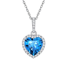ChicSilver Created December Birthstone Necklace Love Heart Necklace Blue tanzanite necklace for Women Sterling Silver