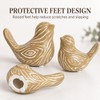 2 Pack Wood Grain Ceramic Bird Figurines, Small Bird Statues