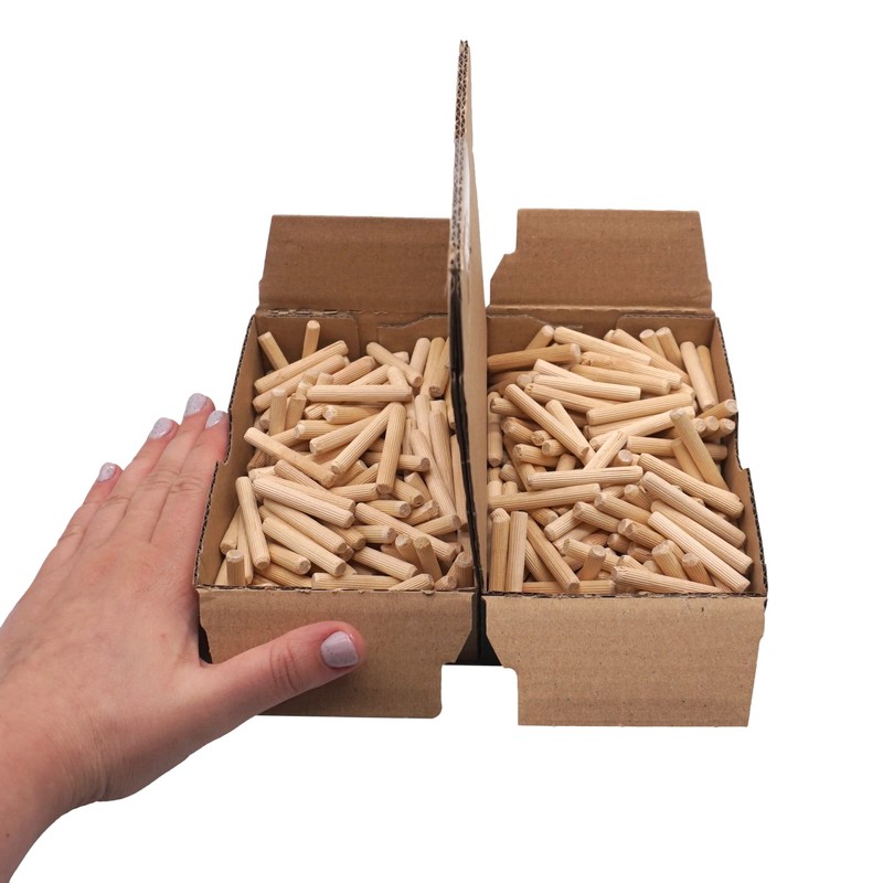 (Pack of 400) Wooden Dowels 6x40mm Solid Birch Wood Groove