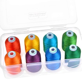 New brothread - 18 Options - 8 Snap Spools of 1000 m Each Polyester Machine Embroidery Thread with Clear Plastic Storage Box for Embroidery & Quilting - Fruit&Garden