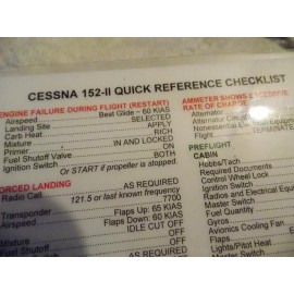 Cessna 152 II Quick Reference Checklist Flying Pilot Aviation Laminated 11" Card