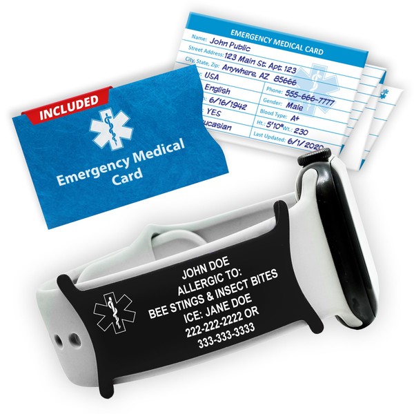 Silicone Medical Alert Bracelet Accessory for Watchbands – Custom Engraving
