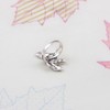 Vintage Style Leaf Ring with Black Rhinestones, Silver-Plated Copper Alloy,