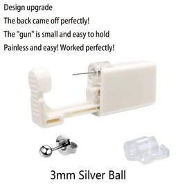 4 Pack Self Ear Piercing Gun, Disposable Self Ear Piercing Gun Kit with Earring Studs Safety Ear Piercing Gun Kit Tool (LightGrey)