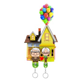 Portallaves Casita Viejitos Up Esposos Madera Mdf Llavero Marrón Claro