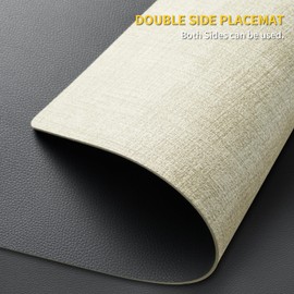 Placemats Set of 2 with Coasters Dual Sided Heat Stain Resistant Place Mats Faux Leather Table Mats Non-Slip Waterproof Oil-Proof Washable Wipeable Table Placemats for Dining Patio Table Kitchen