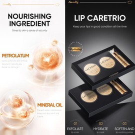Juego de 3 piezas para el cuidado de los labios, exfoliante de azúcar para labios, mascarilla para labios y aceite voluminizador para labios, humecta eficazmente los labios y repara los labios secos
