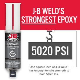 J-B Weld Original Steel Reinforced Epoxy Syringe, High Strength, 2 Pack, Dark Grey, 50165-2