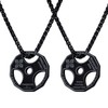 U7 Men Fitness Dumbbell Necklace Stainless Steel Black Gun Plated