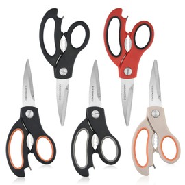 Blue Dragonfly Heavy Duty Kitchen Shear Scissors Pack of 1 or 10 - Multiple Colors to Choose From - (1, Red/Black)