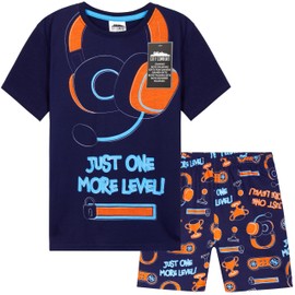 CityComfort PJs for Boys & Teenagers Short Pyjamas Set Loungewear Soft Gamer Nightwear Breathable Summer Sleepwear Gaming Gifts for Boys (13-14 Years, Navy/Multi)