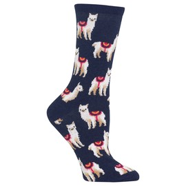Hot Sox Women's Funny Animal Crew Socks-1 Pair Pack-Cool & Cute Wordplay Novelty Fashion Gifts, Llamas (Denim Heather), 4-10
