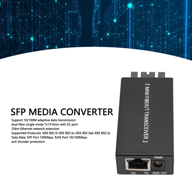 Fiber Optic Transceiver 2 Ports 10 100Mbps Self Adaptive Tx1310nm